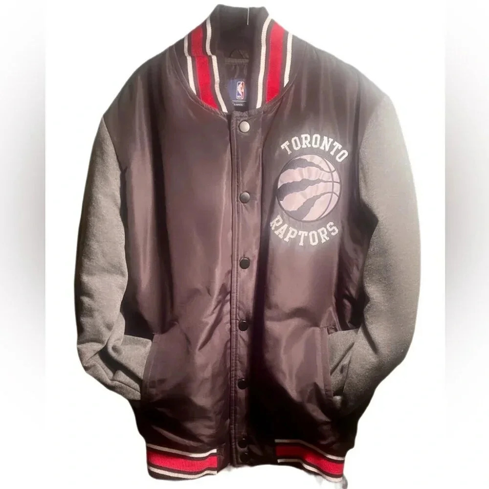 Toronto Raptors Snap-Button Bomber Jacket | Lightweight Outerwear, M